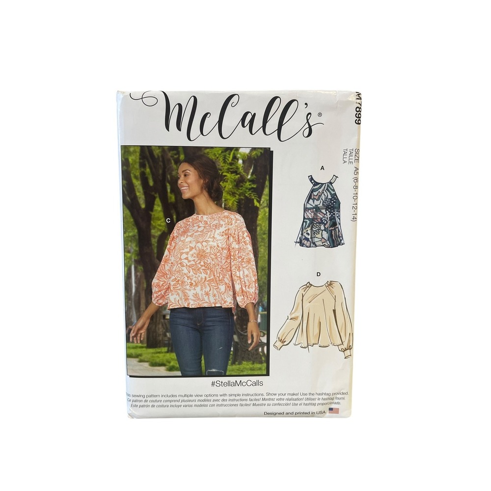 McCalls Sewing Pattern Misses 6-14 M7899 Easy Tops Sleeveless Long Sleeve
